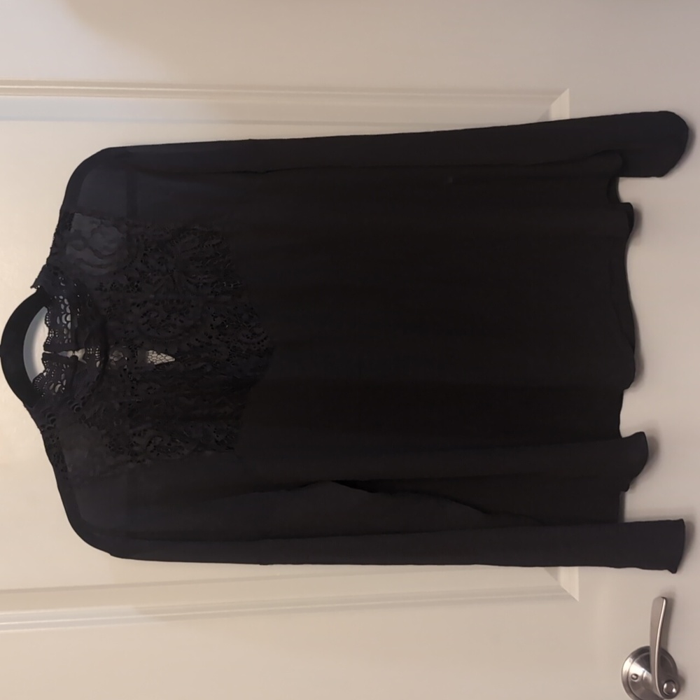 EUC Express Black High Neck Victorian Lace Blouse